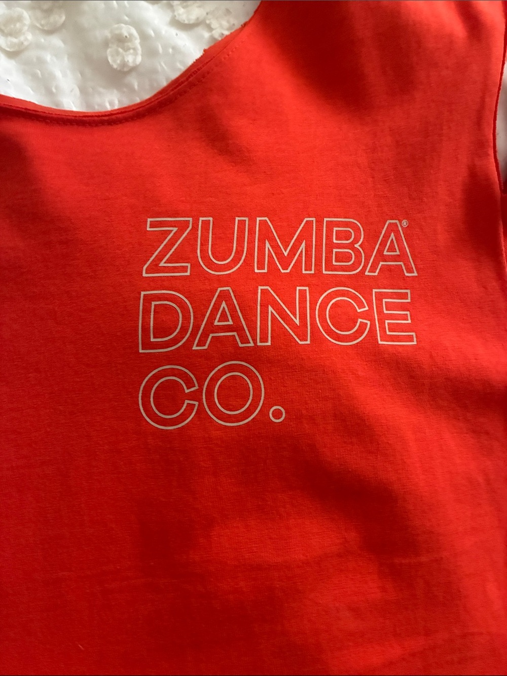Zumba Orange Cold-Shoulder Logo Tee with Multicolor Print - Picture 7 of 12